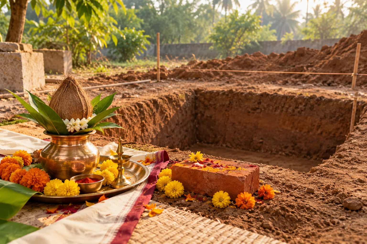 Illustrative Bhumi Puja ritual setting