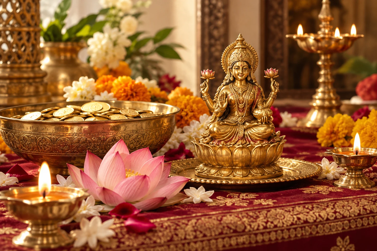 Illustrative Lakshmi Puja ritual setting